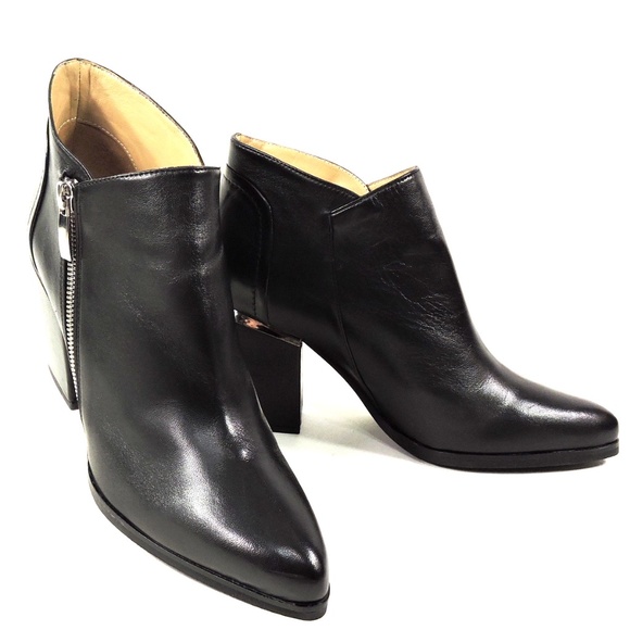 ALESSANDRO DI MARIA 🇮🇹 WOMEN'S BLACK LEATHER ANKLE SPRING BOOTIE - Picture 5 of 8